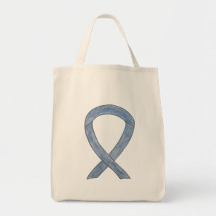 Grey Awareness Ribbon Art Custom Tote Bag