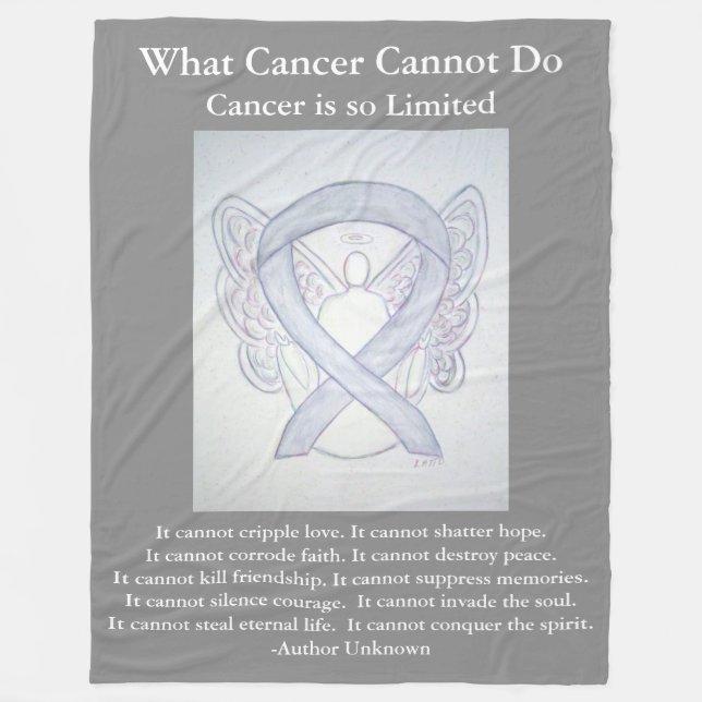 Grey Awareness Ribbon Brain Cancer Angel Blankets (Front)