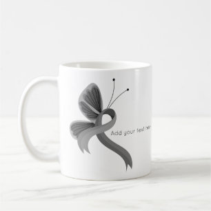 Grey Awareness Ribbon Butterfly Coffee Mug