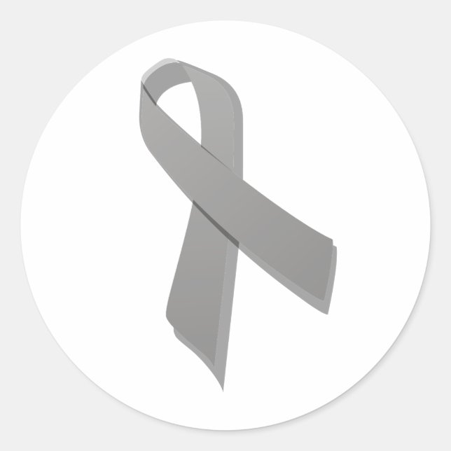 grey awareness ribbon classic round sticker (Front)