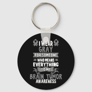 Grey Awareness Ribbon - Gift for Brain Cancer Key Ring