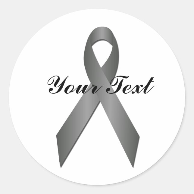 Grey Awareness Ribbon Sticker (Front)
