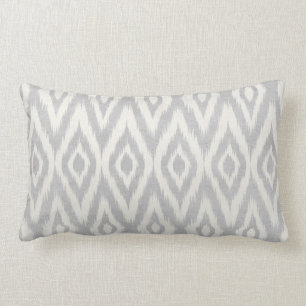 Grey Aztec Pastel Watercolor Ikat Soft Geometric Lumbar Cushion