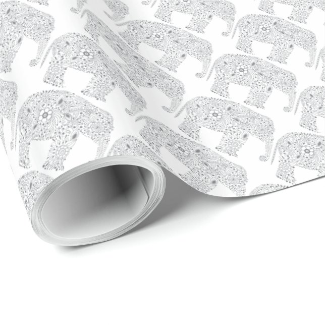 Grey Baby Love Elephant Gift Wrap (Roll Corner)