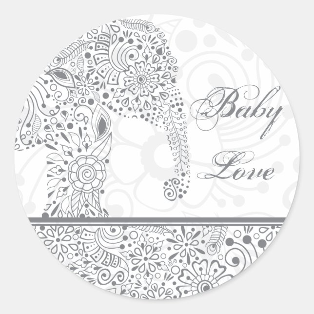 Grey Baby Love Elephant Sticker (Front)