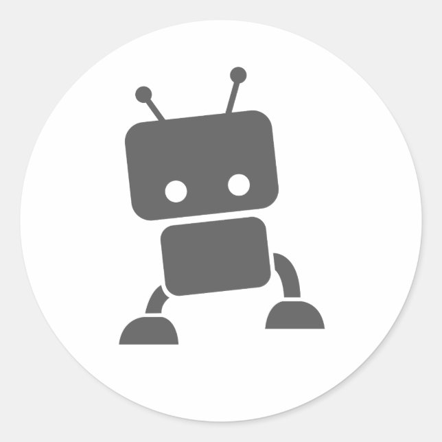 Grey Baby Robot Classic Round Sticker (Front)