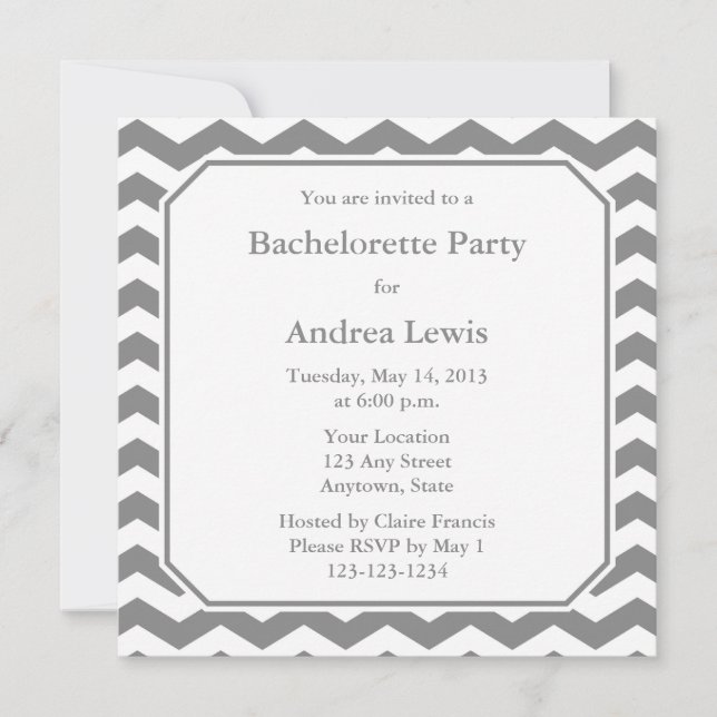 Grey Bachelorette Party Invite / Announcement (Front)