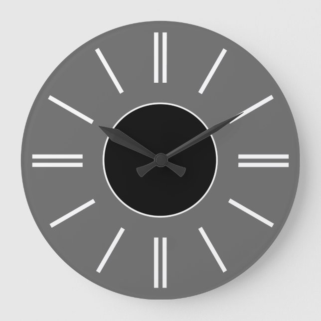 Grey Background Black Centre White Lines Clock (Front)