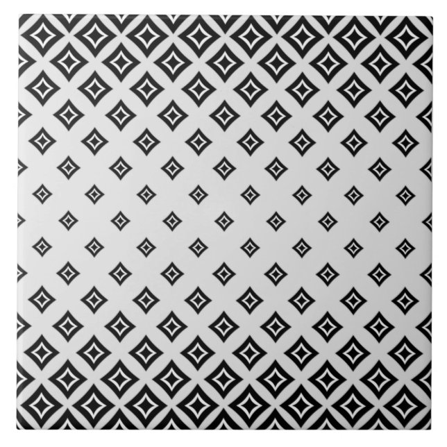 Grey Background Colour and Geometric Square Patter Ceramic Tile (Front)