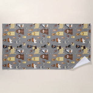 grey background dogs pattern beach towel