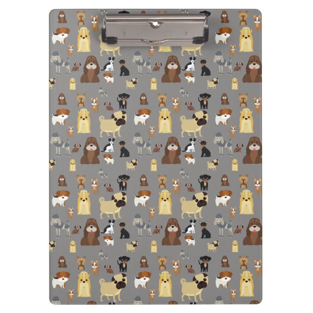 grey background dogs pattern. clipboard (Front)