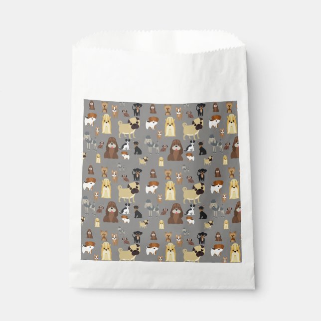grey background dogs pattern. favour bag (Front)