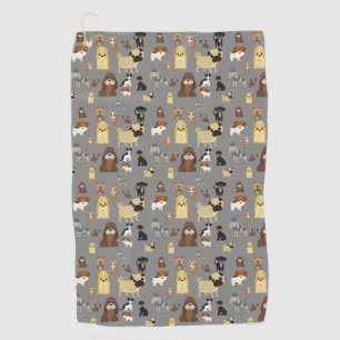 grey background dogs pattern golf towel