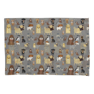 grey background dogs pattern. pillowcase