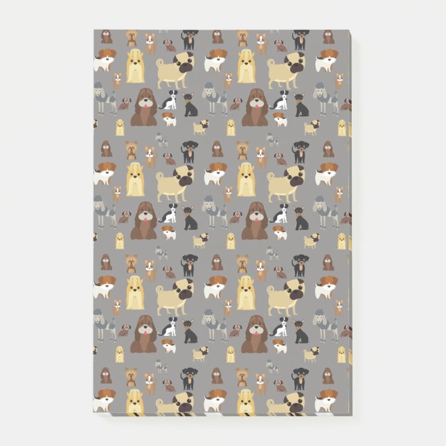grey background dogs pattern. post-it notes (Front)