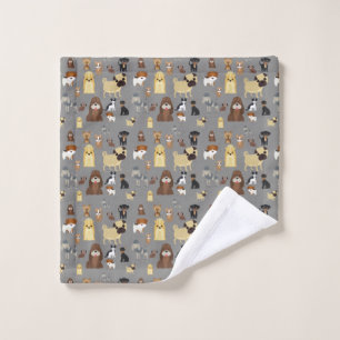 grey background dogs pattern wash cloth