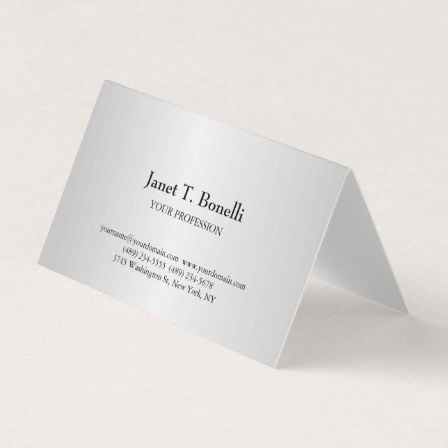 Grey Background Elegant Plain Simple Professional Business Card (Front)