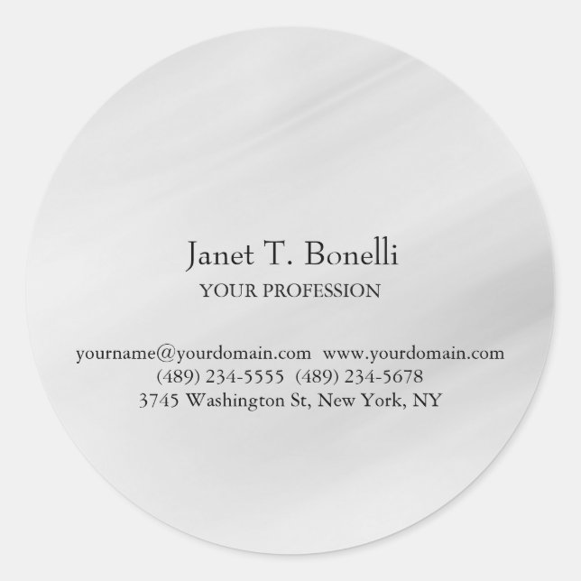 Grey Background Elegant Plain Simple Professional Classic Round Sticker (Front)