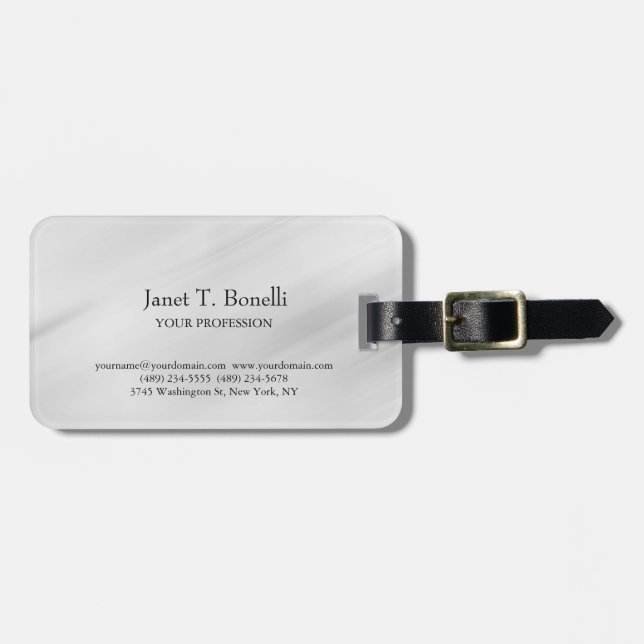 Grey Background Elegant Plain Simple Professional Luggage Tag (Front Horizontal)