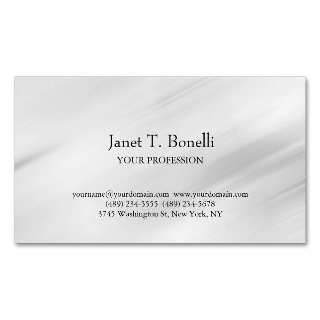 Grey Background Elegant Plain Simple Professional Magnetic Business Card (Front)