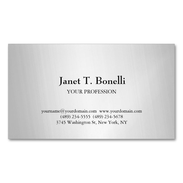 Grey Background Elegant Plain Simple Professional Magnetic Business Card (Front)