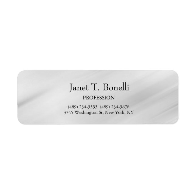 Grey Background Elegant Plain Simple Professional Return Address Label (Front)