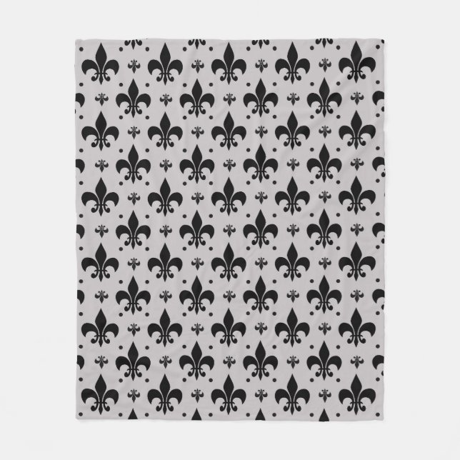 Grey Background Fleur-de-lis Pattern Design  Fleece Blanket (Front)