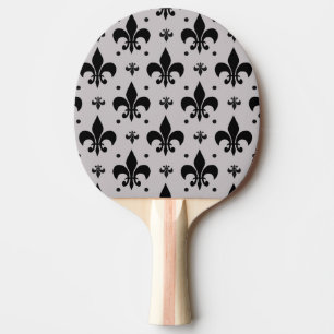 Grey Background Fleur-de-lis Pattern Design Ping Pong Paddle