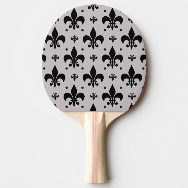 Grey Background Fleur-de-lis Pattern Design  Ping Pong Paddle (Front)