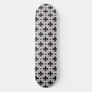 Grey Background Fleur-de-lis Pattern Design Skateboard