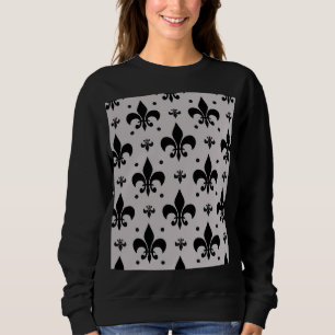 Grey Background Fleur-de-lis Pattern Design  Sweatshirt