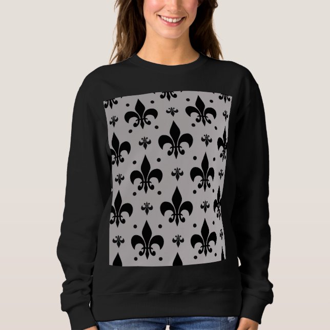 Grey Background Fleur-de-lis Pattern Design  Sweatshirt (Front)