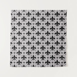 Grey Background Fleur-de-lis Pattern Design Tapestry