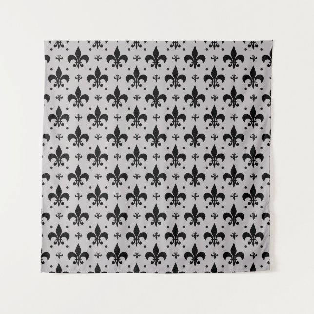 Grey Background Fleur-de-lis Pattern Design  Tapestry (Front)