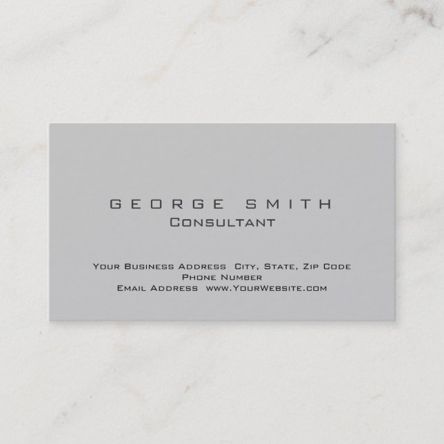 Grey Background Modern Simple Plain Business Card (Front)