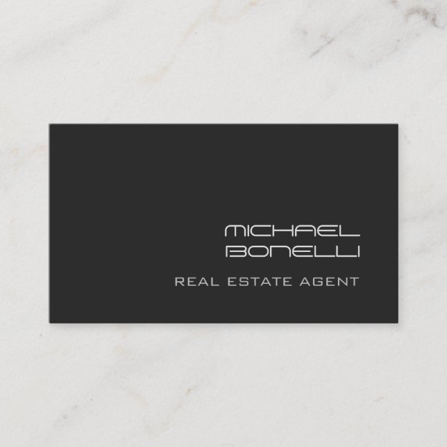 Grey Background Real Estate Agent Business Card (Front)