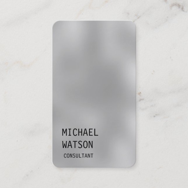 Grey Background Simple Plain Trendy Consultant Business Card (Front)