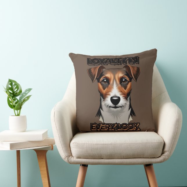 Grey Background Terrier Realistic Sketch Cushion (Chair)