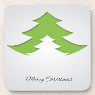 Grey Background With Christmas Tree Coaster