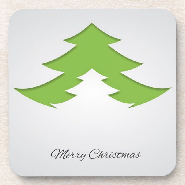  Grey Background With Christmas Tree  Coaster (Front)