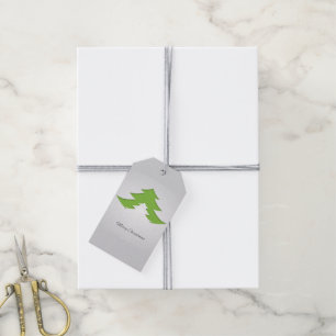 Grey Background With Christmas Tree Gift Tags
