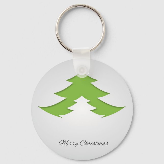  Grey Background With Christmas Tree  Key Ring (Front)