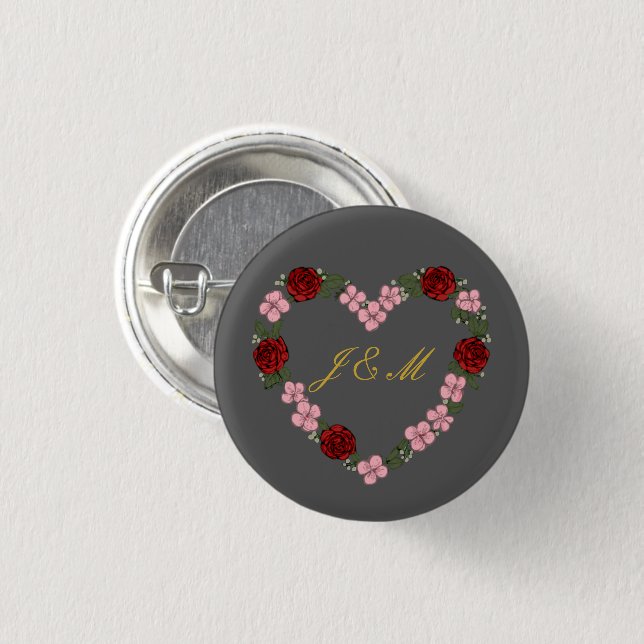 Grey badge with a pink and red heart (Front & Back)
