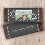 Grey Bar Mitzvah Budget Candy Bar Wrapper w/ Stars<br><div class="desc">Personalise your own grey Bar Mitzvah chocolate candy bar or pastry package with a customised paper wrapper. Simple grey and white label is attractive with your overlaid wording and silver stars of David. Add your own thank you message on the back for a finishing touch. Use this budget personalised wrapper...</div>