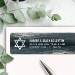 Grey Bar Mitzvah Silver Foil Star Return Address Label<br><div class="desc">Be proud, rejoice and celebrate this milestone of your favourite Bar Mitzvah whenever you use this cool, unique, modern, personalised return address label! Metallic silver foil brush strokes and Star of David, along with bold, white typography, overlay a rich, dark charcoal grey blue ombre paint background. Personalise the custom text...</div>