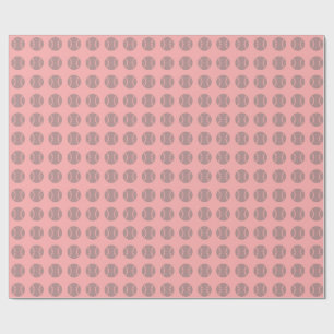 Grey Baseball Pattern on Pink Background Wrapping Paper