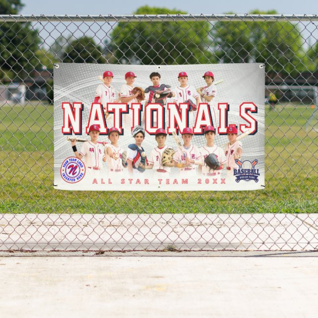 Grey Baseball Team Banner - Personalised (Insitu)