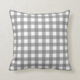 Grey Basic Gingham Chequered Pattern Cushion