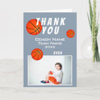 Grey Basketball Ball Sports Thank you Coach Card