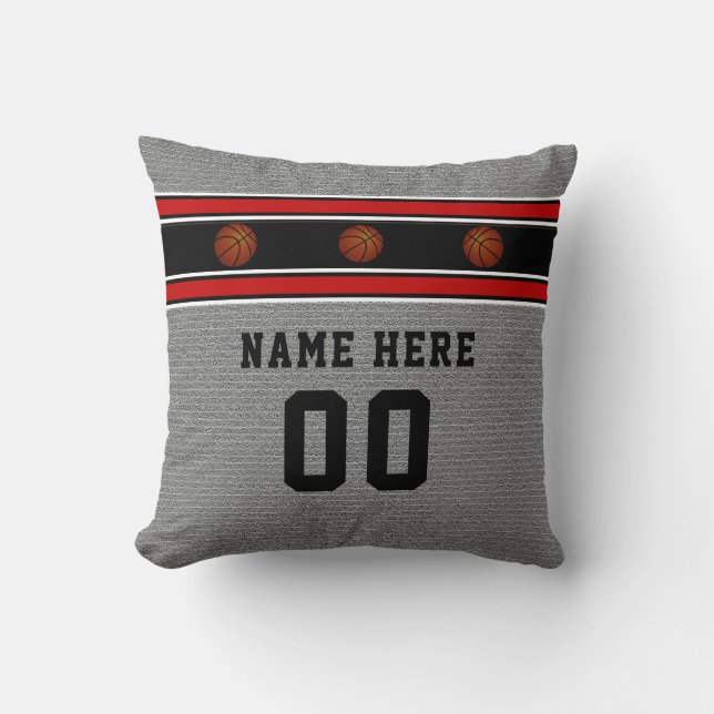 Grey Basketball Pillow with his Name and Number (Front)